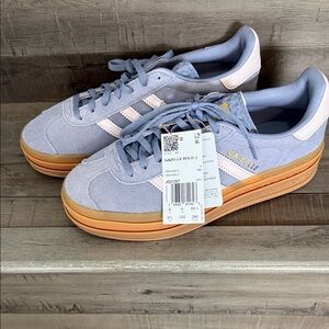 adidas Gazelle Bold Lavender Suede Sneakers with Peach Accents